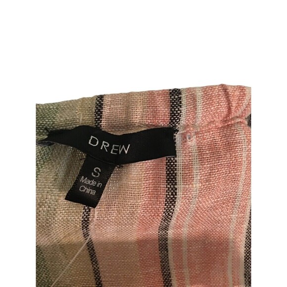 Drew Jumpsuit Women's Size Small Blue Pink Stripes Linen Blend Split Legs - Picture 9 of 9